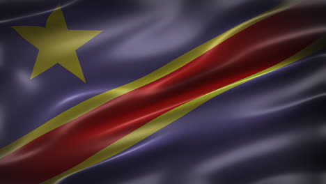 the national flag of democratic republic of congo, front view, full frame, glossy, sleek, elegant silky texture, fluttering, realistic 4k cg animation, movie-like feel and look, seamless loop-able