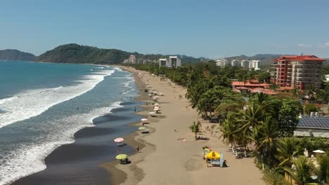 A-flight-over-Jaco-Beach,-Costa-Rica