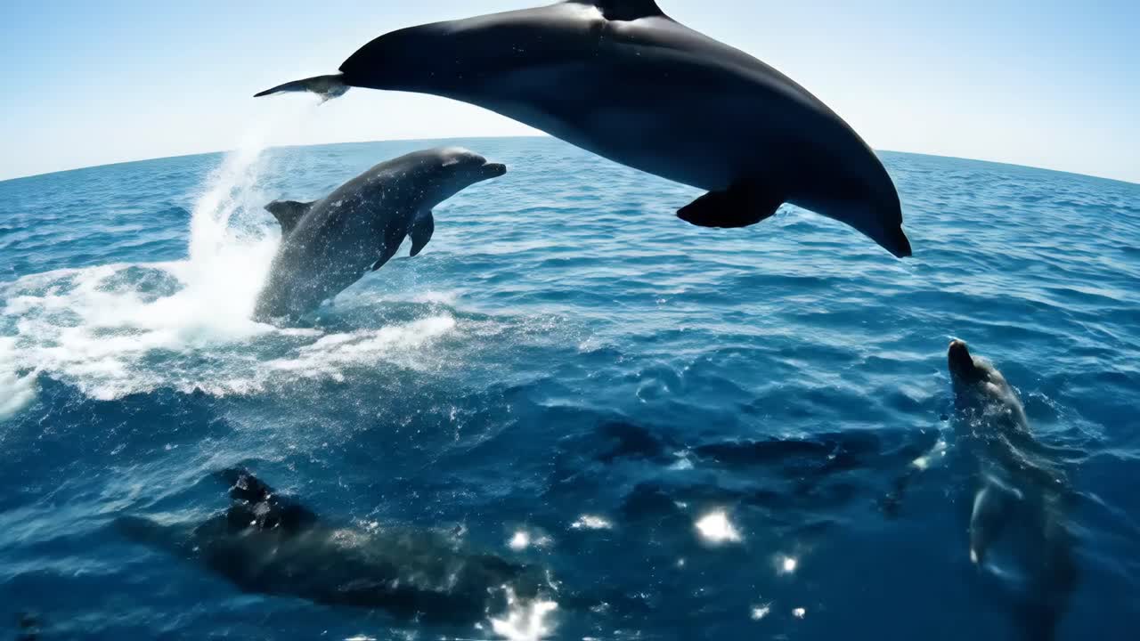 Dolphins Swimming Underwater