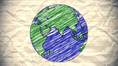 Earth-drawing-paper-cartoon-hand-drawn-animation-spinning-globe-world-pen-loop