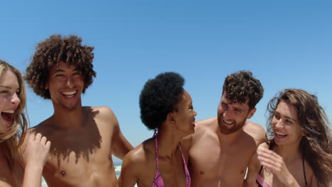 young friends with arm around standing 4k
