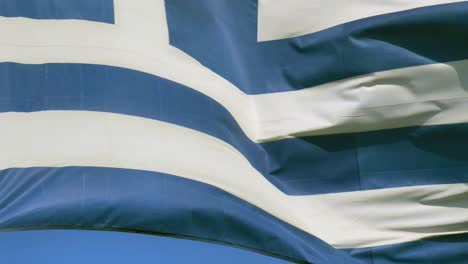 Griechische-Flagge-Winkt---Nahaufnahme