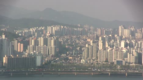 Evening-panorama-of-Seoul,-South-Korea