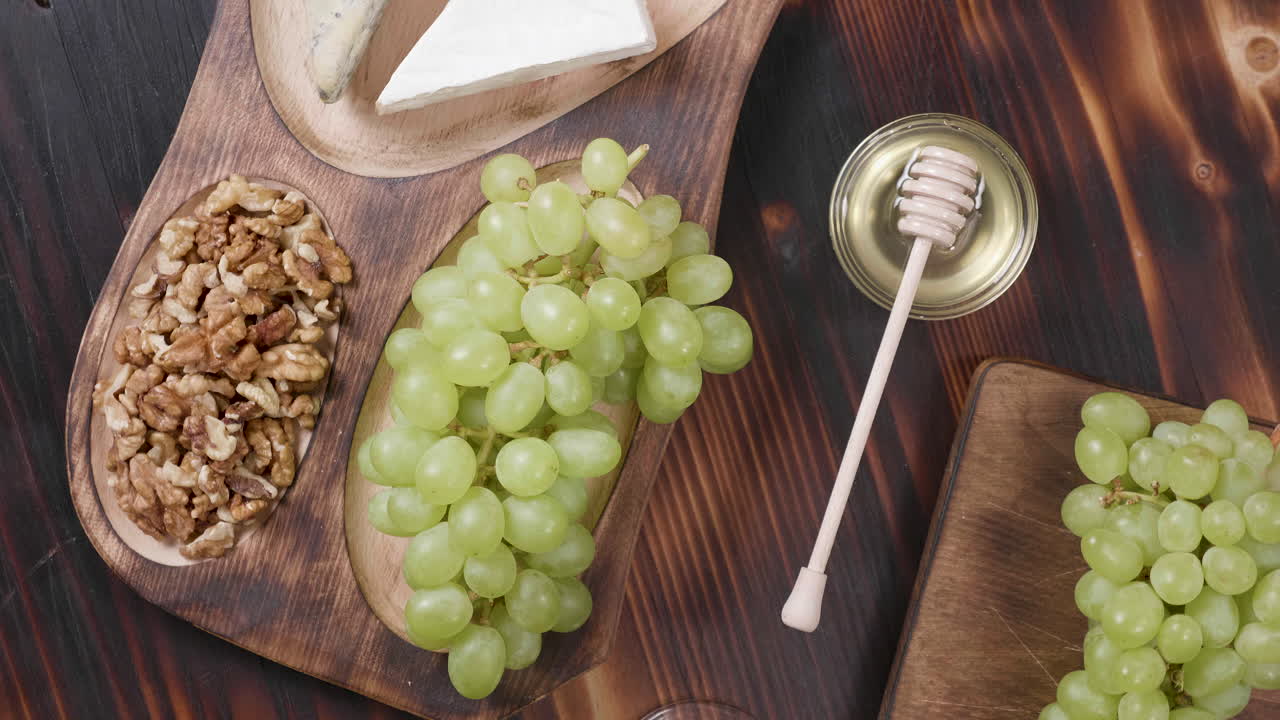 Cheese, Grapes, Walnuts and Honey