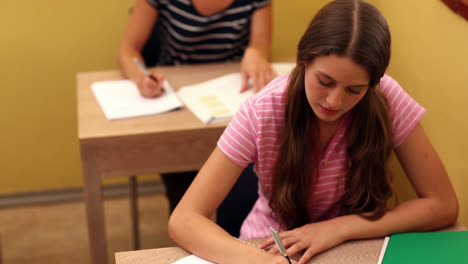 Happy-students-taking-notes-during-class