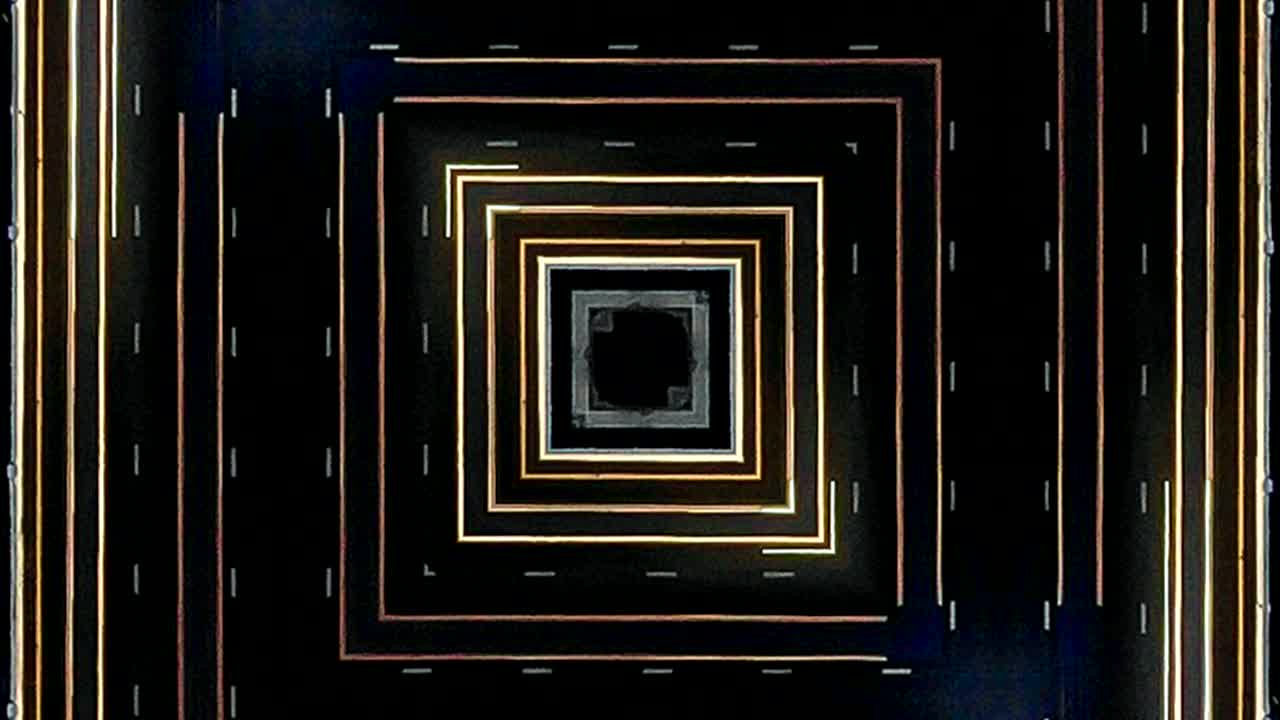 fondo abstracto futurista con animación de vuelo en túnel futurista abstracto con patrón de líneas de luz de neón.