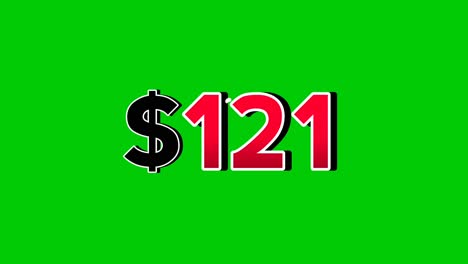 green screen animation of a "$122" price in a speech bubble. perfect for sales, ads, or promo videos. easy to use and customize in your projects video element