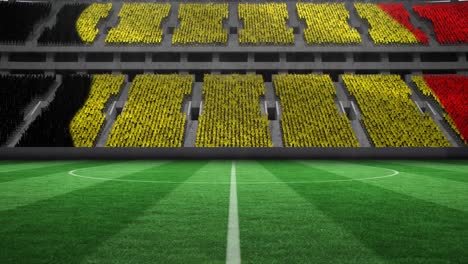 Animation-of-belgian-flag-on-empty-football-pitch-in-sports-stadium