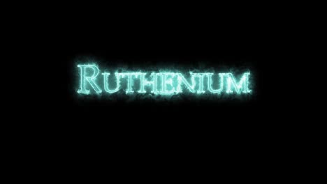 ruthenium, chemical element, written with fire. loop