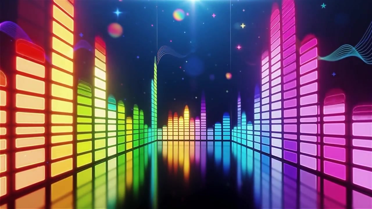 Futuristic Rainbow Neon Music Equalizer Visualizer Background