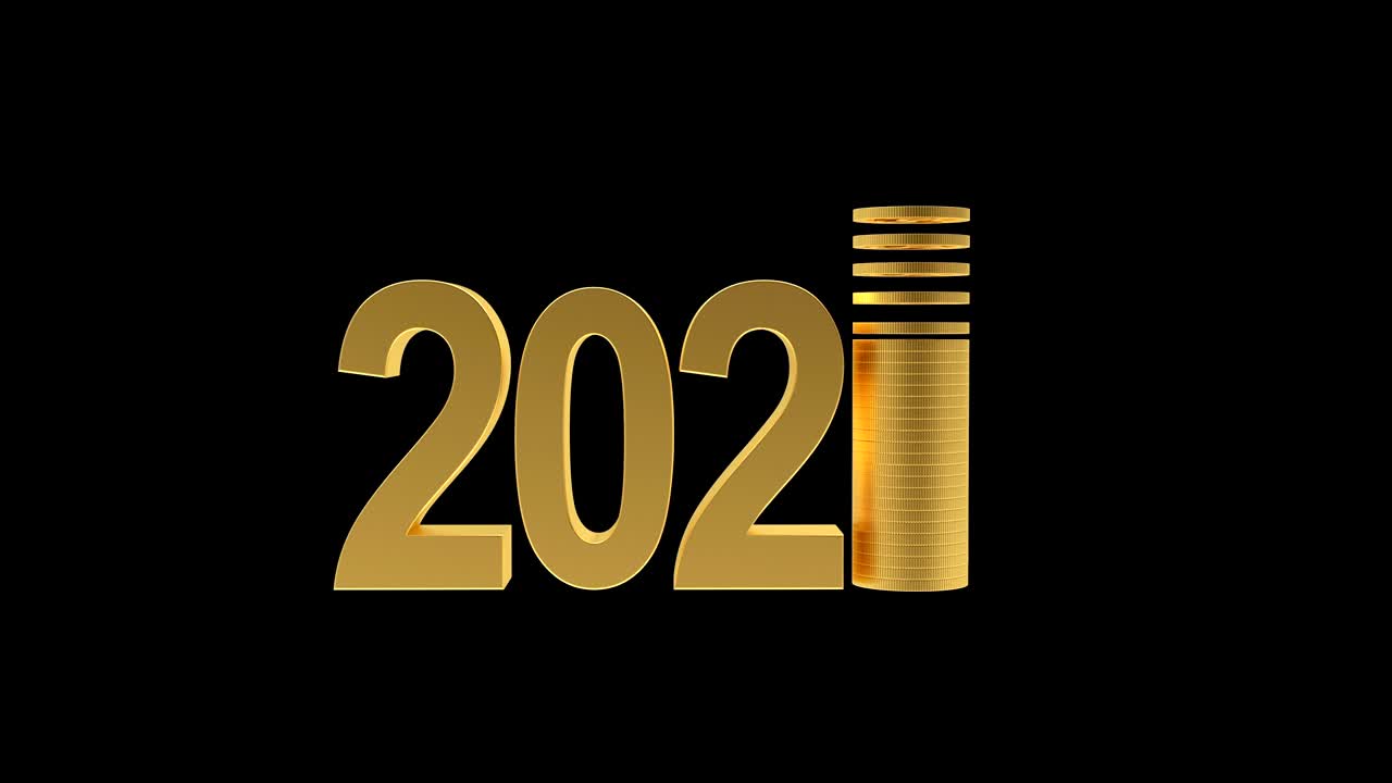 la animación 3d de 2021 incluye monedas que caen en un canal alfa negro.