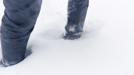 person walking through deep snow