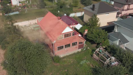 house fire in suburban area