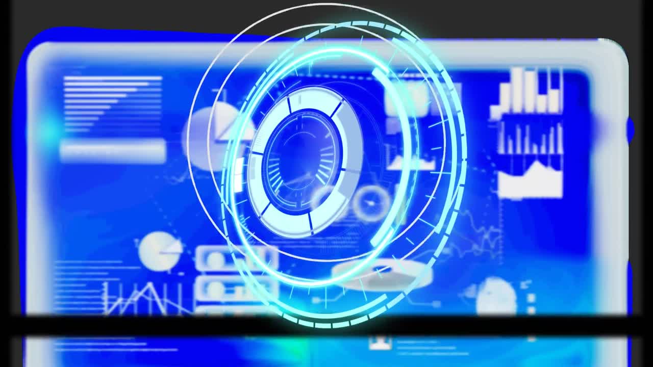 animación del escaneo del alcance sobre el procesamiento de datos en la pantalla