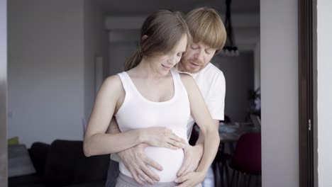 happy parents waiting for child