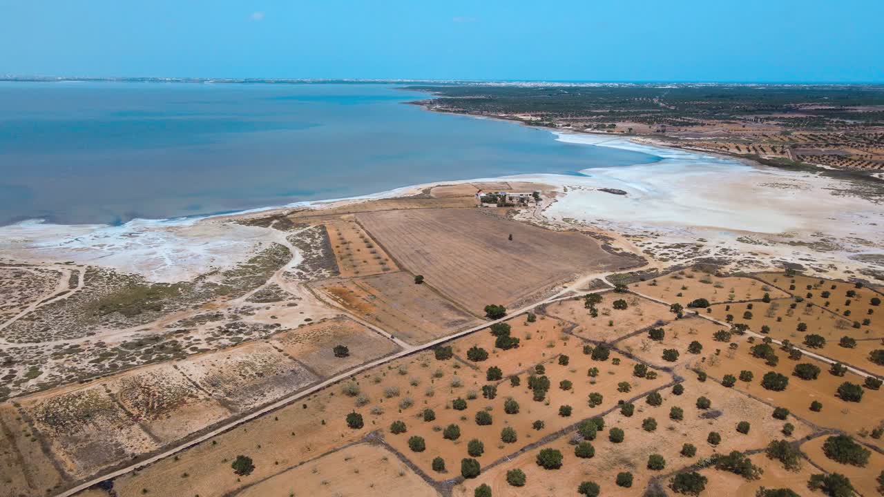 Aerial View of Coastal Farmland and Salt Flats