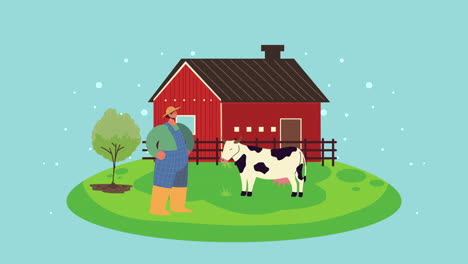 male farmer worker character animation