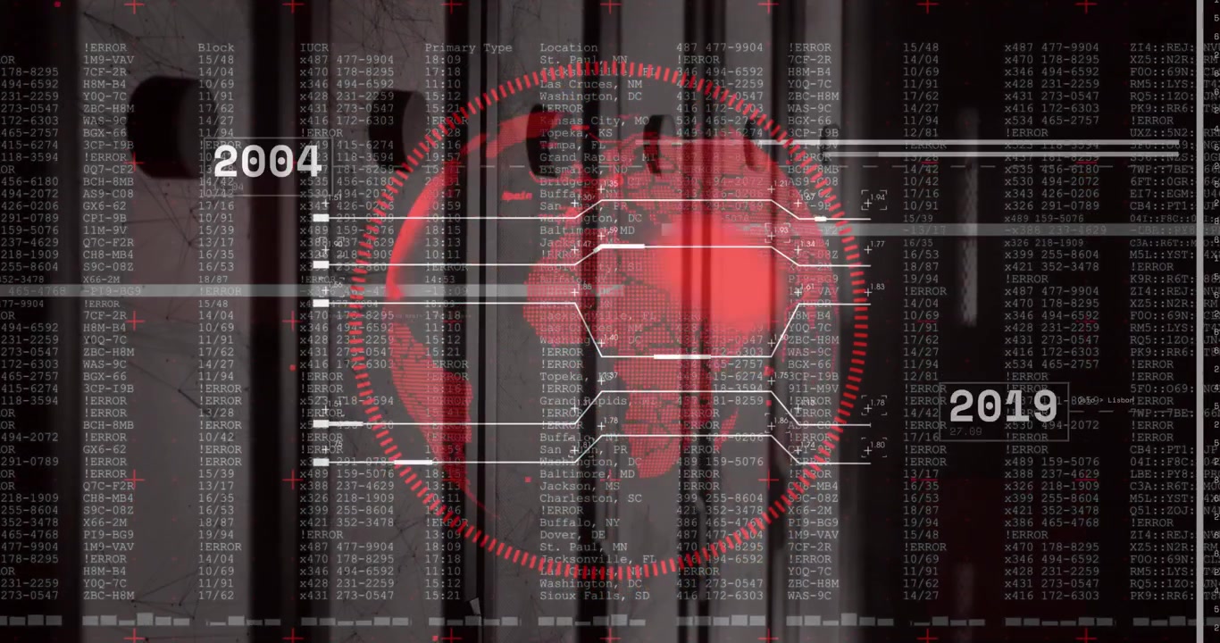 Upon rack view opening red gauge and globe appearing while rotating, showing timeline with streams