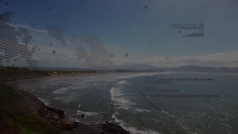 animation of financial data processing over sea