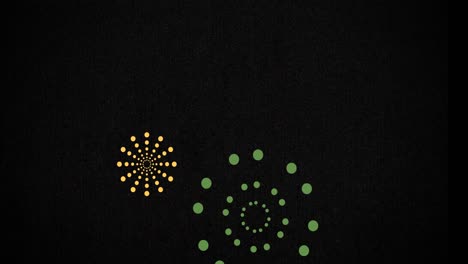 Animation-of-colourful-fireworks-exploding-on-black-background