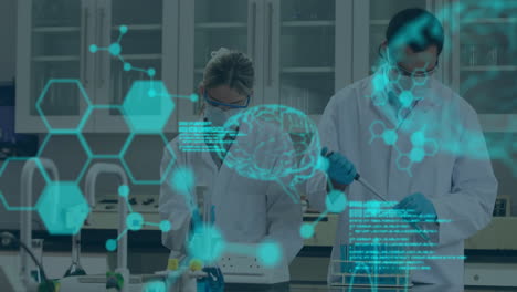 animation of scientific data processing over diverse scientists in laboratory