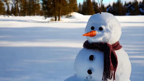 cute snowman in a snowy landscape