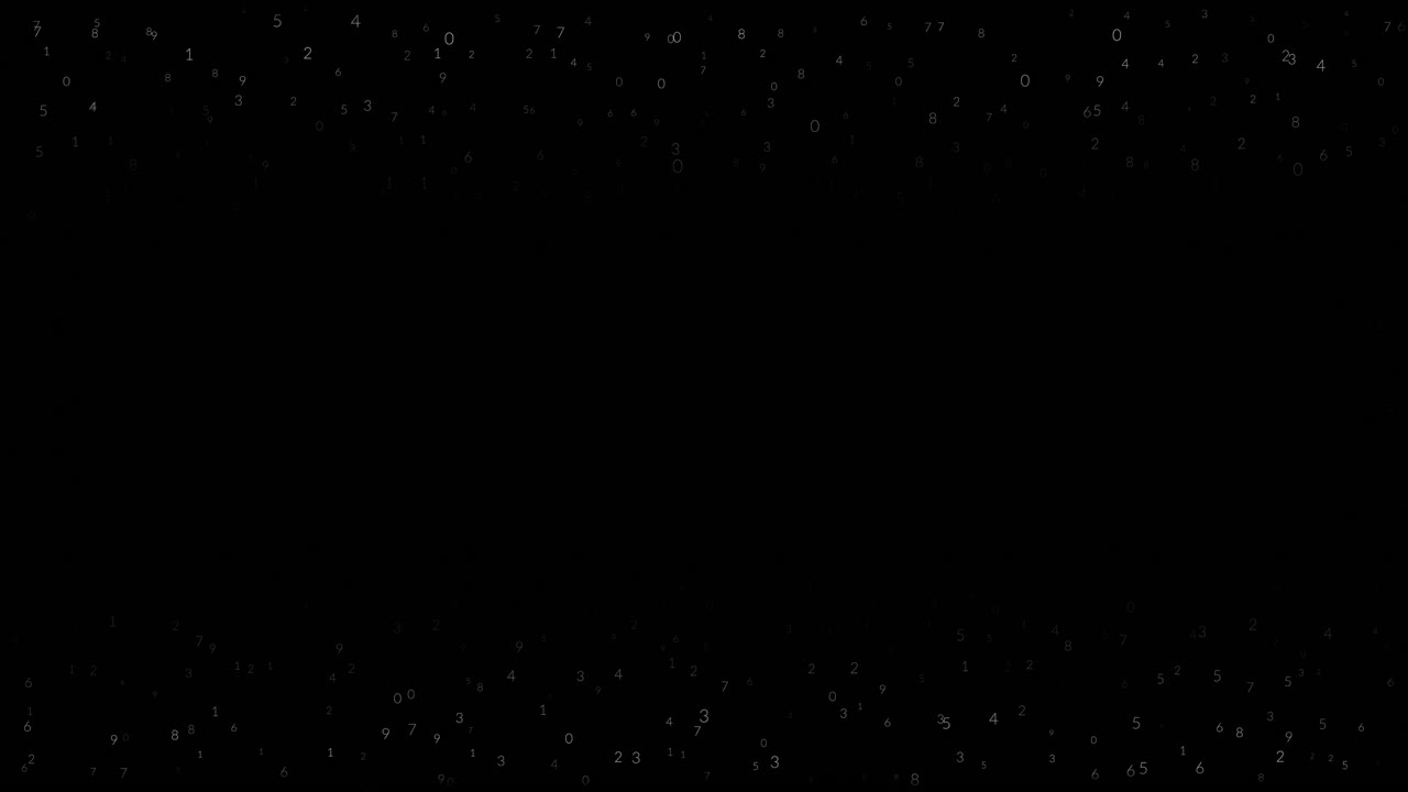 superposición de marca de agua dinámica, números sobre fondo negro, tercio inferior y superior, bucle continuo