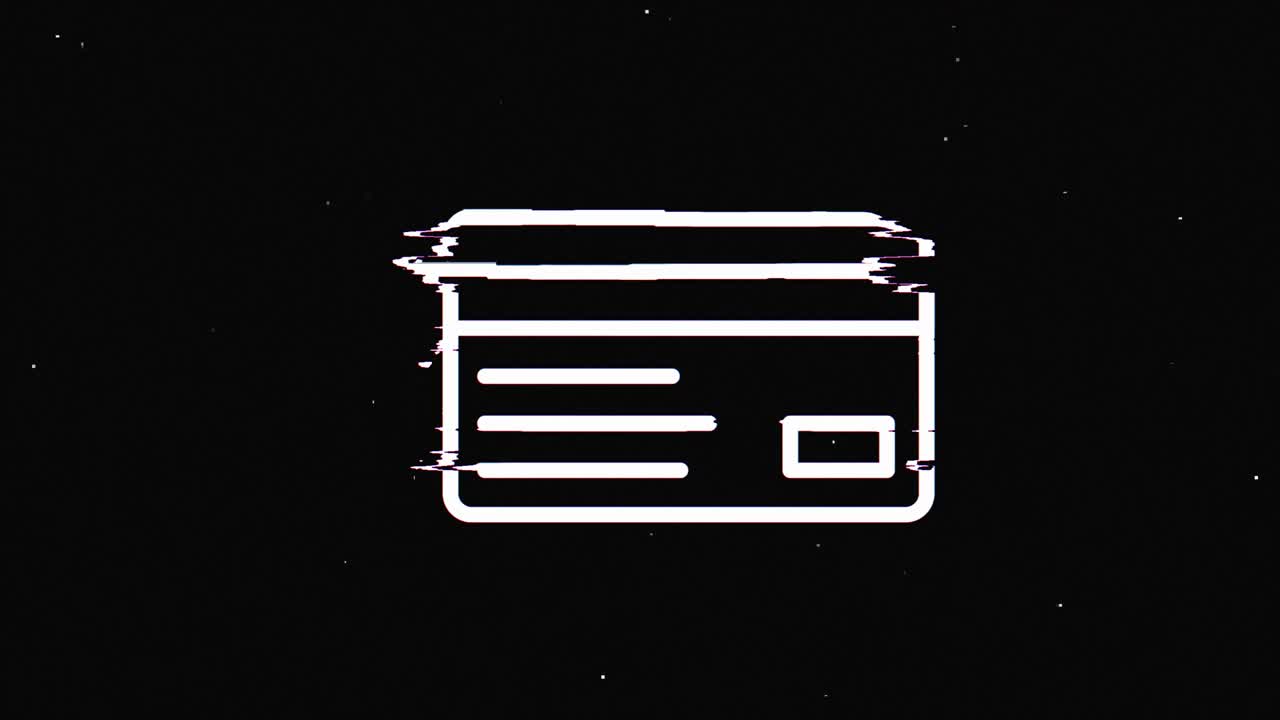 línea bussines y finanzas hud símbolo holográfico en pantalla de televisión digital vieja animación de glitch de bucle sin costuras. corazones. retro dinámico y alegre. imágenes de video coloridas y vintage.