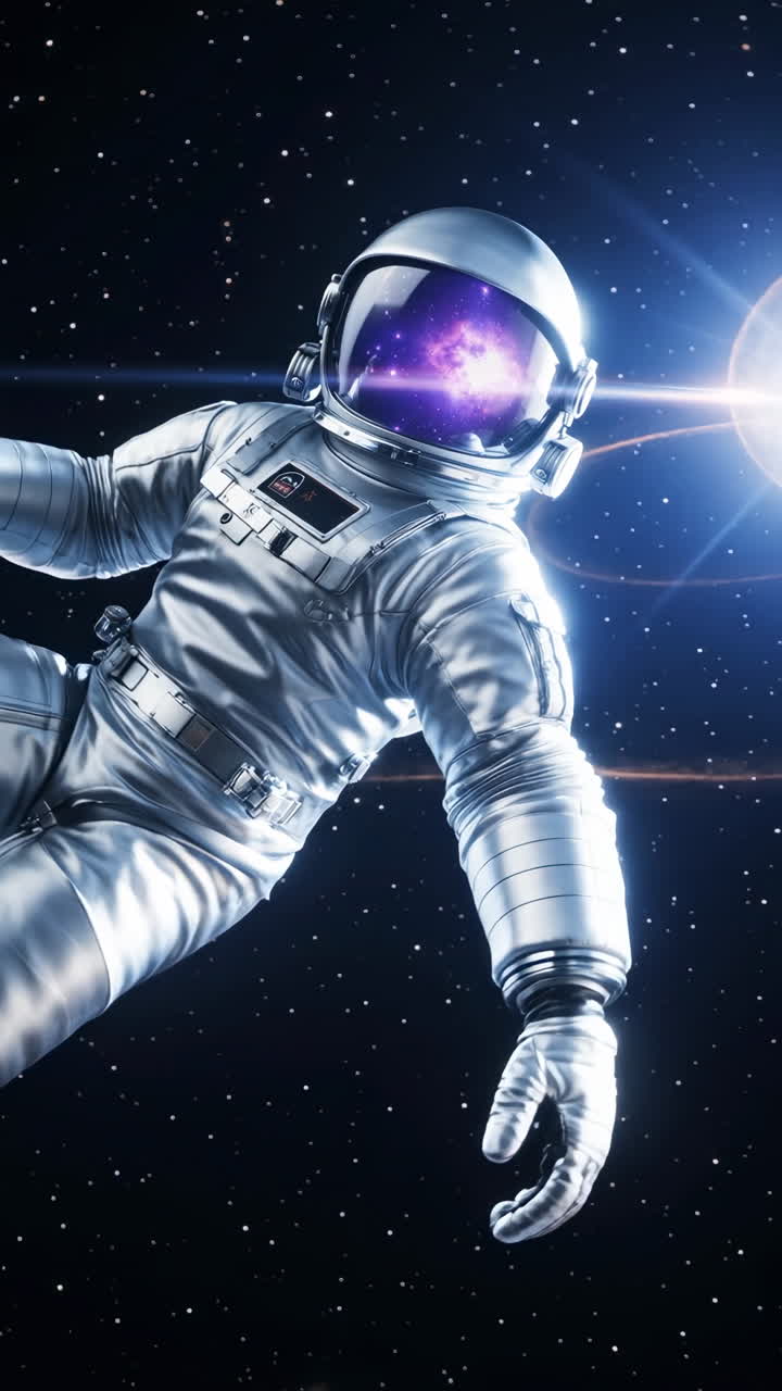 Astronaut floating in a starry galaxy