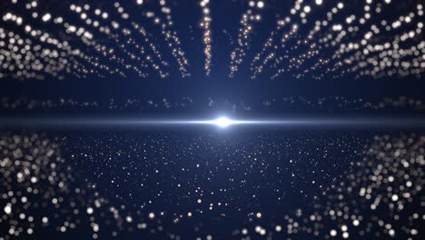 video in 4k di luci e razzi su e giù su uno sfondo blu.
