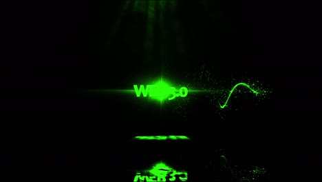 metaverso de texto completo, web 3.0 y etc. transiciones comerciales completas logotipo de partículas brillantes
