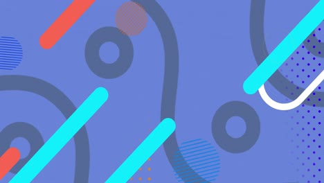 animación de formas de cápsulas rojas y azules sobre curvas y círculos azules sobre fondo azul