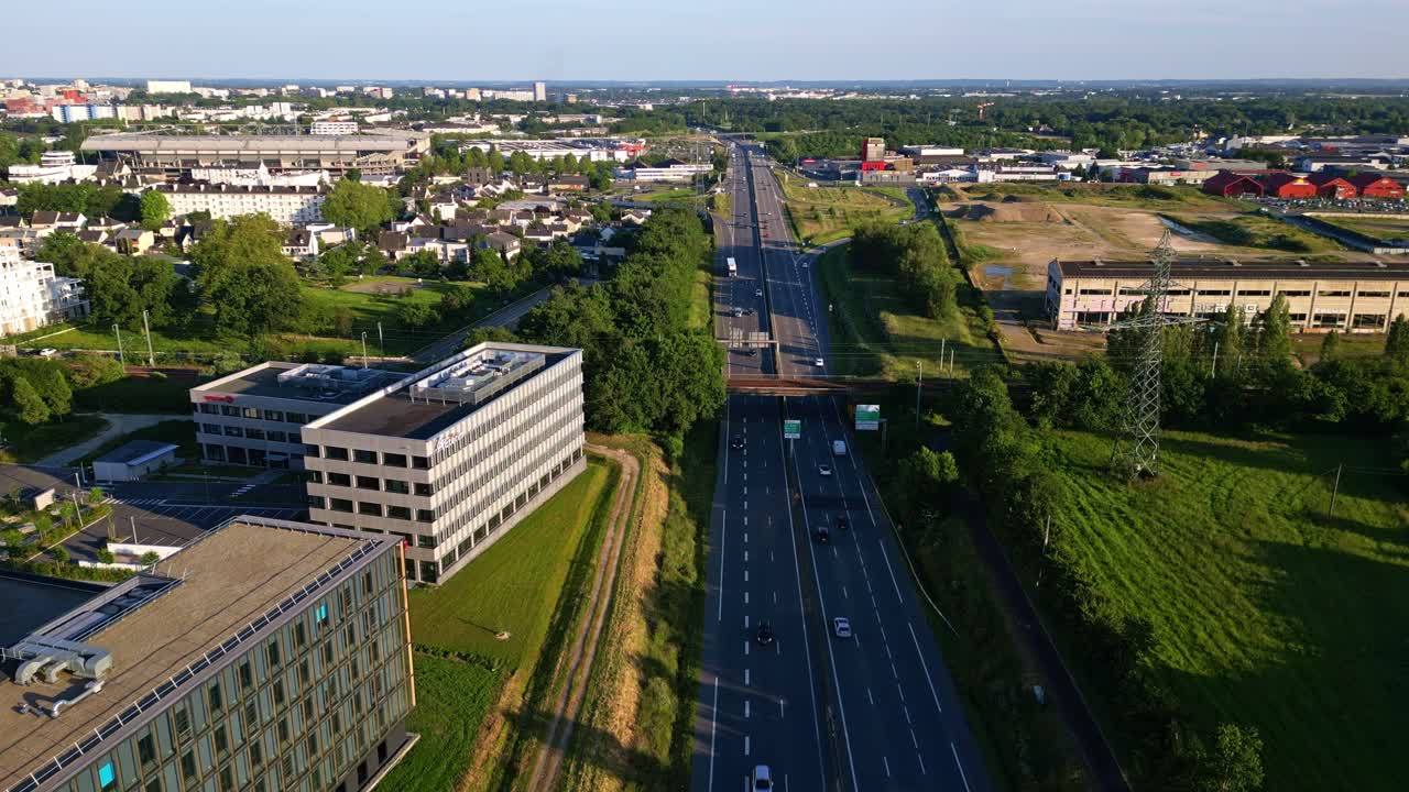 Aerial View of a Highway and Suburban Area