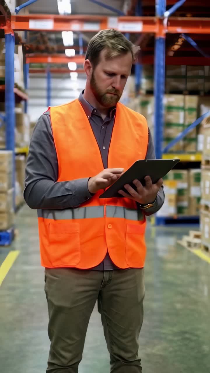 Il responsabile del magazzino monitora gli ordini su un tablet