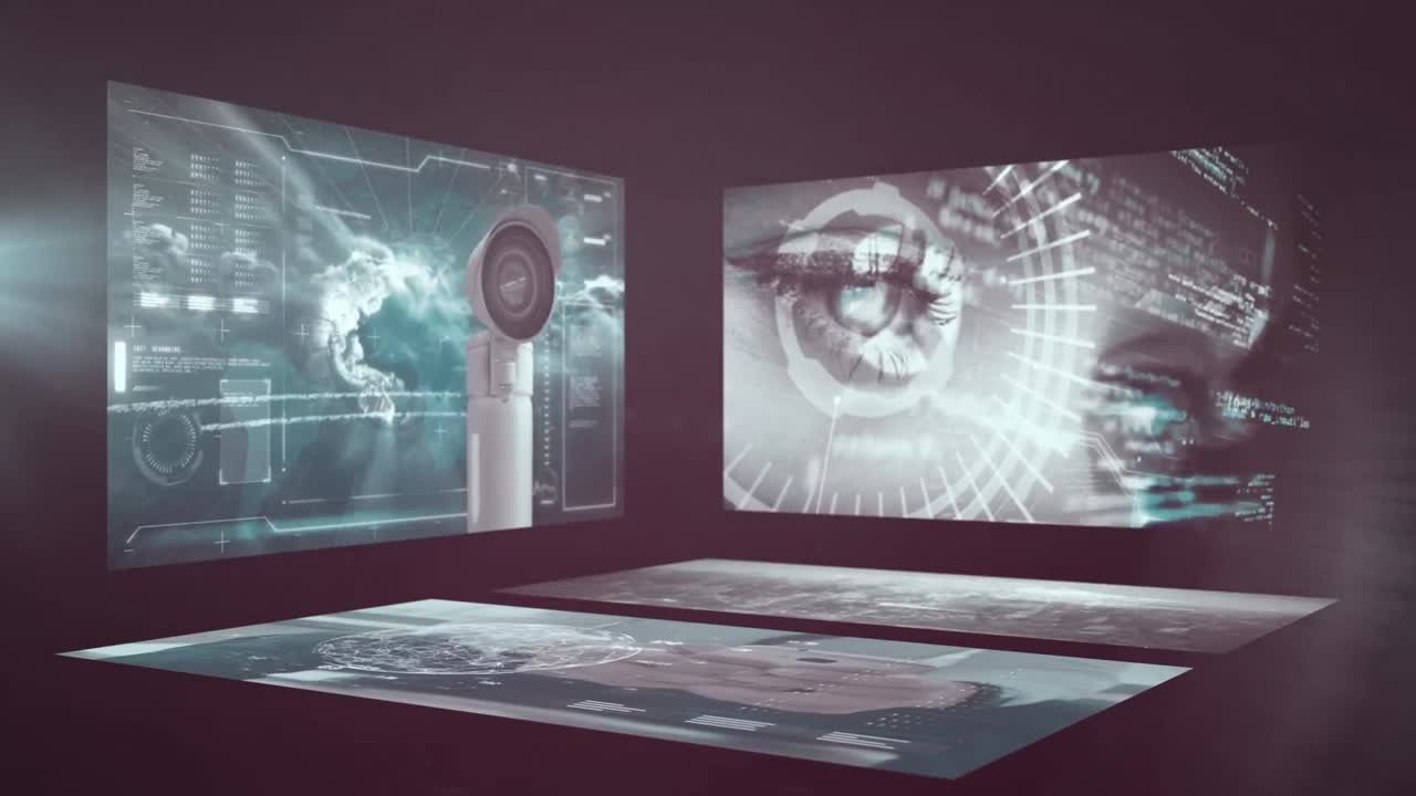 검은 바탕의 화면에서 보안 데이터 처리의 애니메이션