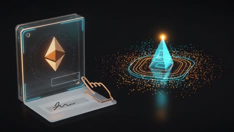 abstract ethereum blockchain transaction and smart contract concept