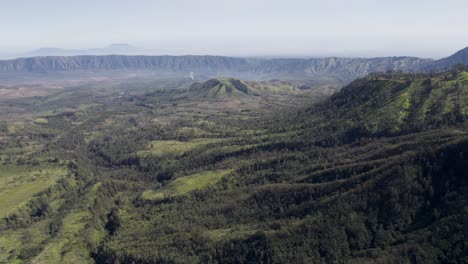 Aerial-view-of-idyllic-landscape-in-nature-with-mountains-in-the-distance