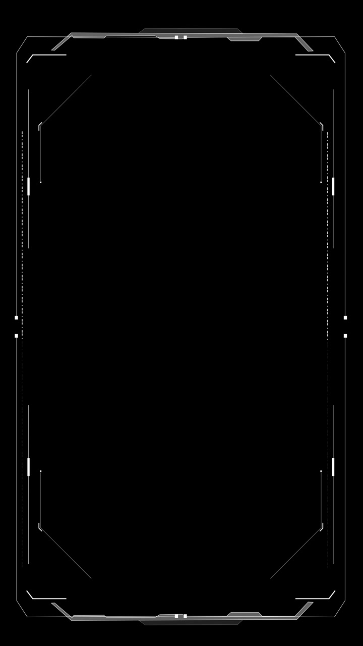 White futuristic tech border template shows empty center thin interface outlines clean corner