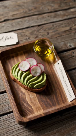 avocado toast with radish and olive oil