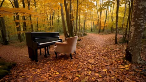 piano in the autumn forest