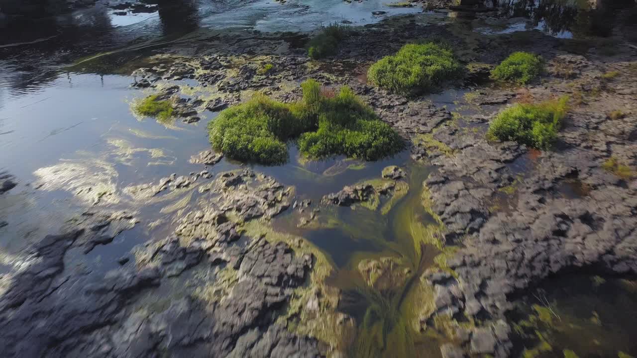 sobrevuelo aéreo que revela la cascada de haruru falls en nueva zelanda