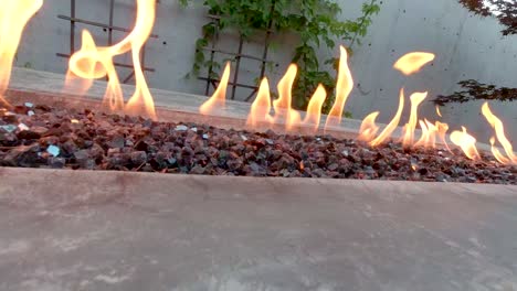 fire concrete backyard table, slomo