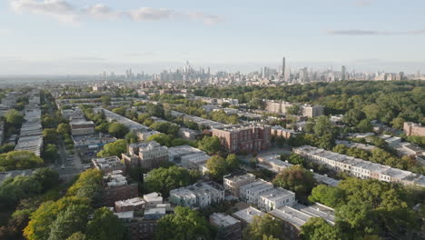 Aerial view of Brooklyn and Manhattan on an autumn day. Shot in New York City in 4k.