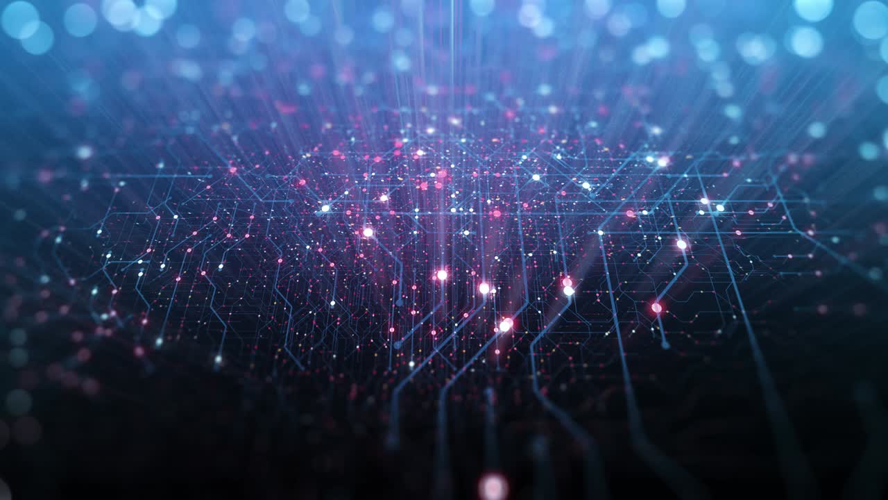 Motherboard Circuit Background. Virus detected over circuit board. Worm, cyber attack, antivirus, firewall alert and danger warning concept. Futuristic PCB. 3D render, 4K Seamless Loop.