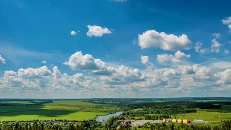 blue sky white clouds background timelapse. beautiful weather at cloudy heaven. beauty of bright color, light in summer nature. abstract fluffy, puffy cloudscape in air time lapse. video loop