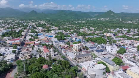 aerial forward shot of bani city in peravia province, dominican republic