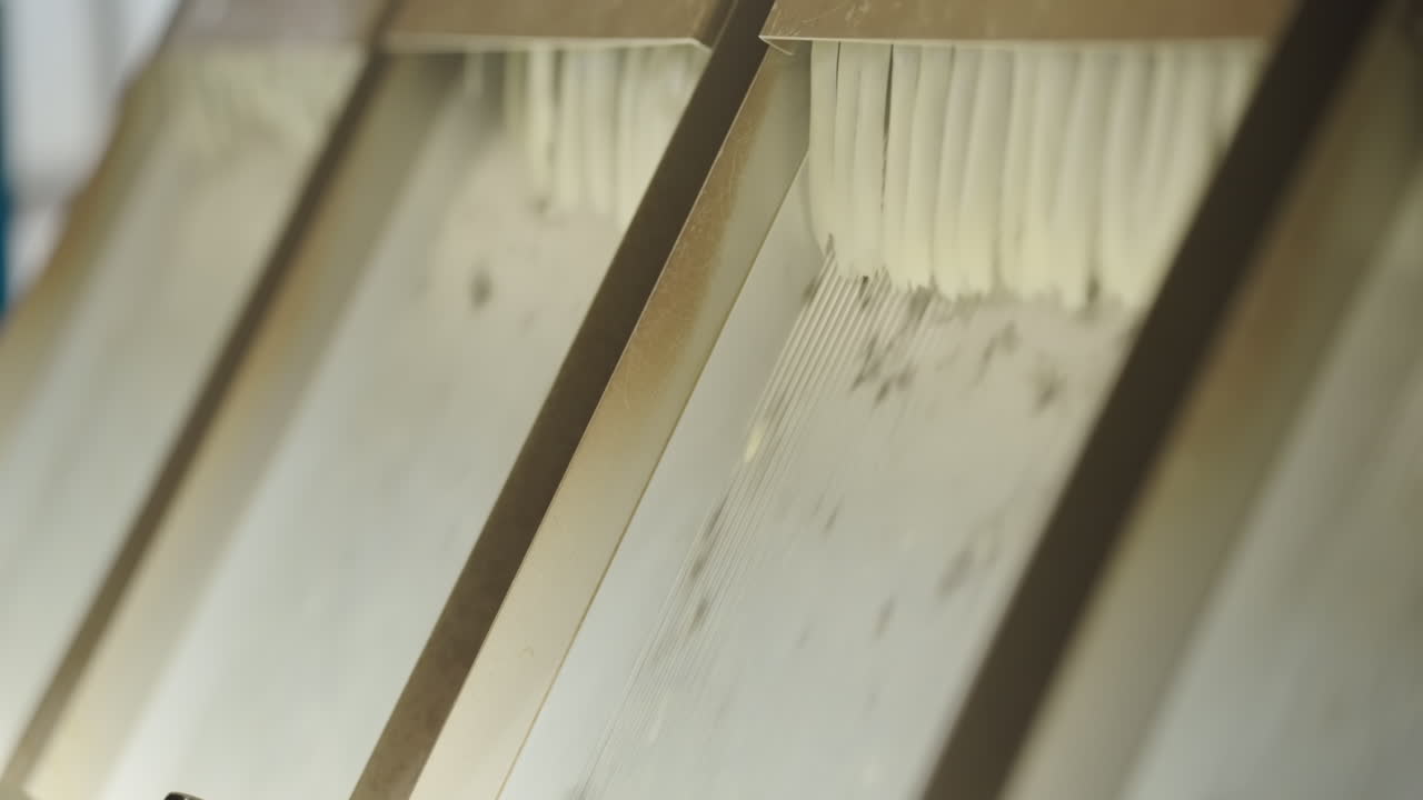 Macchina separatrice a gravità per foglie di tè in funzione in un impianto di lavorazione del tè, che seleziona le foglie per peso e qualità, Sri Lanka.