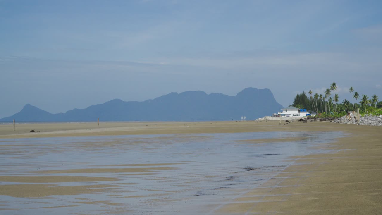 White Sandy Terombol Beach Background Mount Santubong,Sarawak.