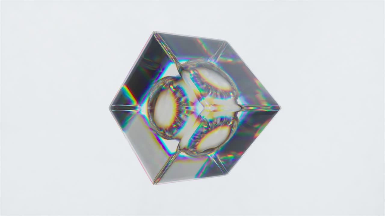 이리데센트 기하학 크리스탈 큐브