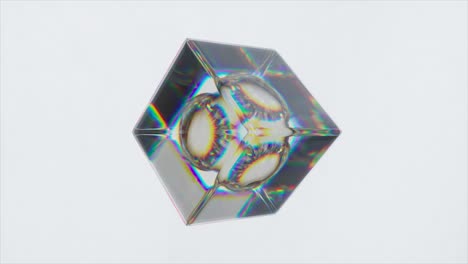 cubo de cristal geométrico iridescente